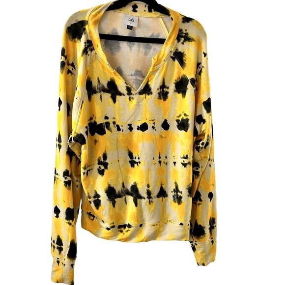 CAbi Atomic Yellow & Black Tie Dye Sweatshirt & Sweatpants Sz Small